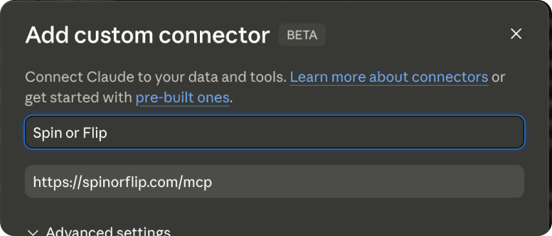 Add connector with name and URL